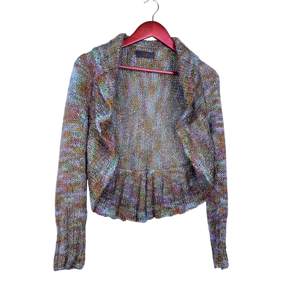 Marilyn Knits Shrug Cardigan Women M Multicolor Metallic Open Bolero Sweater